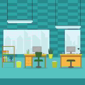 office room interior illustration template graphic design . furniture 2d simple cartoon for decoration concept on background in flat style vector