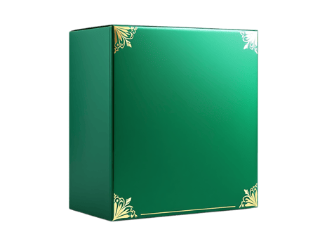 Elegant green gift box with gold accents. png