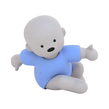 Adorable 3D Baby Character with Blue Outfit on Transparent Background png