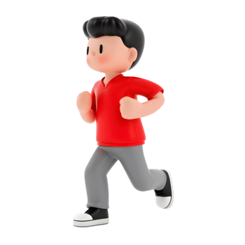 3D Cartoon Character Running Isolated on Transparent Background - Sporty, Active Lifestyle Illustration png