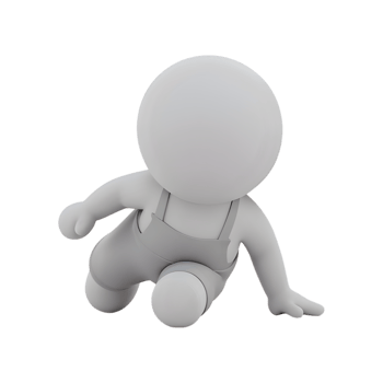 3D Character in Overalls on the Ground with Transparent Background png