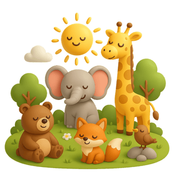 Cute Cartoon Animals Enjoying a Sunny Day in the Wilderness png