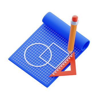 Blueprint sketch with pencil tool 3D Icon 3d icon png