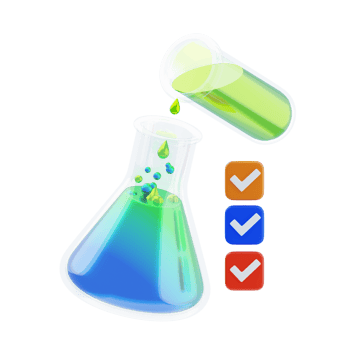 Experiment 3D Icon. Colorful science experiment flask 3d icon png