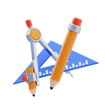Drafting Tools 3D Icon. Geometry tools for drawing 3d icon png