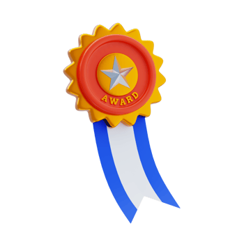 Award Badge 3D Icon. Award badge with ribbon 3d icon png