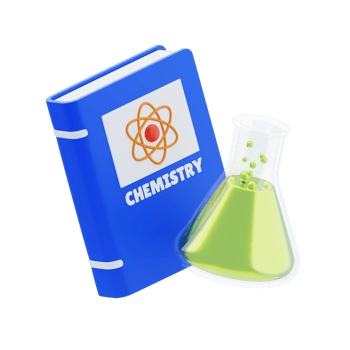 Chemistry Book 3D Icon. Chemistry book with flask 3d icon png