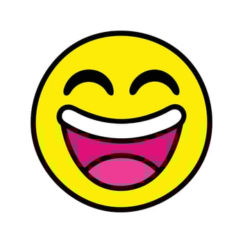 Laughing emoji face cartoon happy mood expression joy yellow circle vector