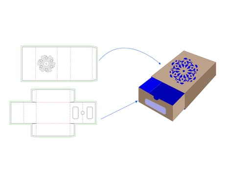 Match Box with Mandala Pattern Laser Cut vector
