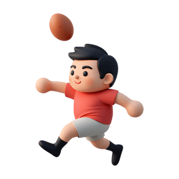 Cartoon Rugby Player Running with the Ball on a Transparent Background png