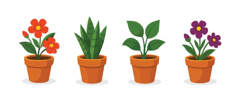 flower pot set vector