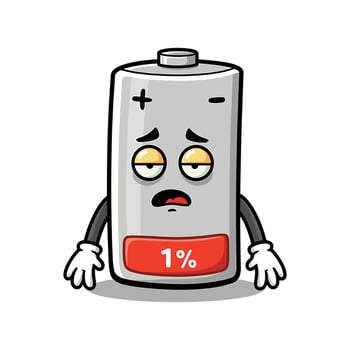Low Battery Clipart with Sad Face - A Funny Power Drain Character vector
