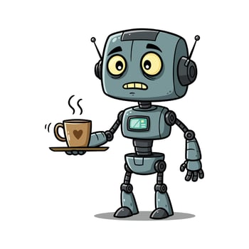 Worried Robot Clipart Serving Coffee vector