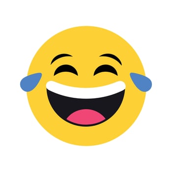 Laughing emoji tears joy funny reaction yellow emoticon sticker vector