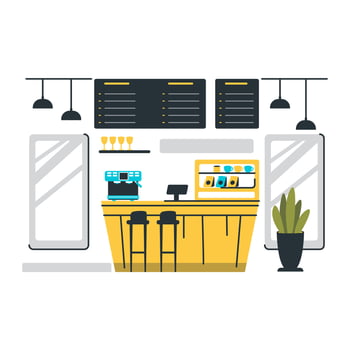 Modern Minimalist Coffee Shop Interior Design Scene vector