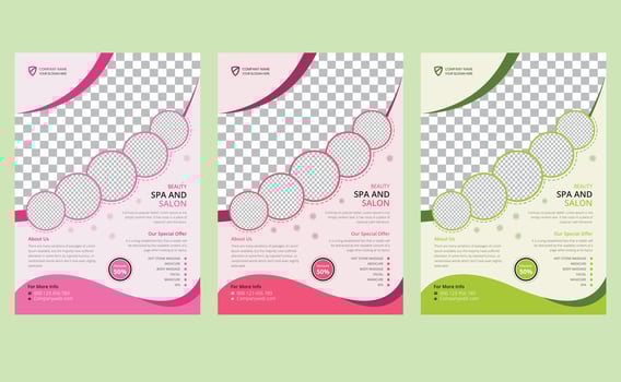 Creative modern elegant company business spa skincare hair salon advertising flyer design template. vector