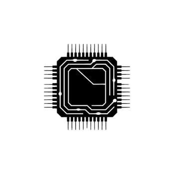 Stylized Black and White Cpu Chip Illustration vector
