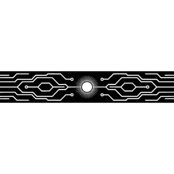 Electronic Circuit With Sun Minimalist Technology Banner vector
