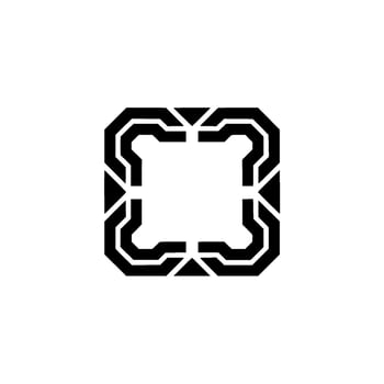 Minimalist Tech Black Geometric Square Frame on White vector