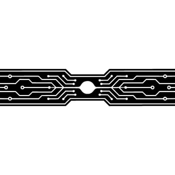 Abstract Circuit Board With Glowing Center on Gradient Background vector