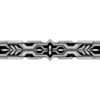 Geometric Floral Border Element in Black and White vector