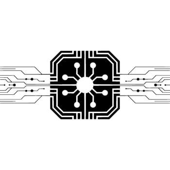 Minimalist Tech Illuminated Circuitry on White Background vector