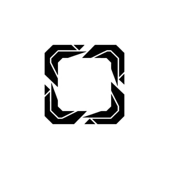 Abstract Geometric Square With Black Elements on White, Minimalist vector