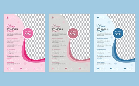 Beauty spa hair salon treatment service center creative modern company business flyer template design. vector