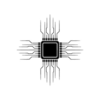 Minimalist Cpu Chip Technology, Processing, Data, Digital vector