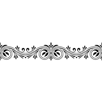 Elegant Black and White Floral Border Element on White Background vector