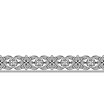Floral Border Black and White Pattern on White Background vector