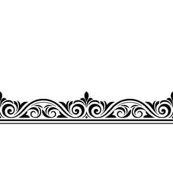 Elegant Floral Border, Black and White, Decorative Element vector