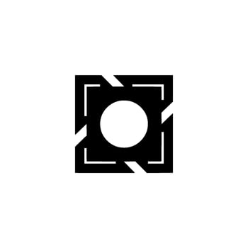 Geometric Abstract Square With Circle, Black and White Element vector
