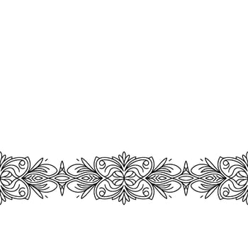Decorative Floral Border, Elegant Line Art, White Background vector