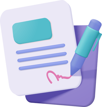 A purple pen and paper with a note png