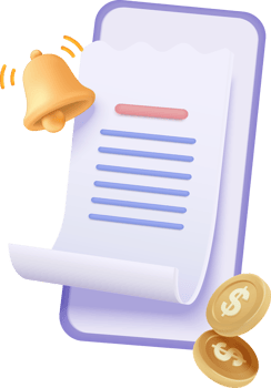 Money icon with paper and bell png