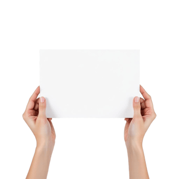 Woman s hands holding a blank white paper on transparent background png