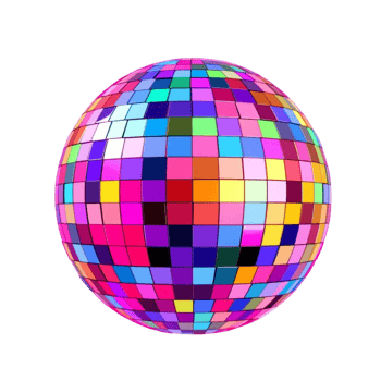 Colorful Disco Ball with Square Tiles on Transparent Background png