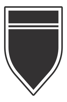 Minimalist shield featuring a horizontal stripe, representing safety, defense, and reliability through a clean, modern design that embodies strength and stability in a graphic form vector