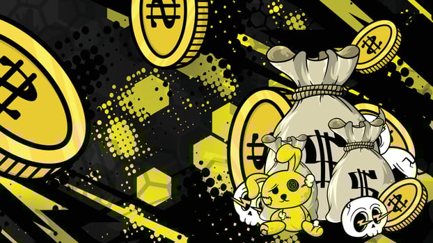 a cartoon character is sitting on a pile of money vector