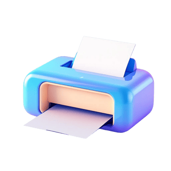 Stylized Blue Printer with Paper Illustration on Transparent Background png