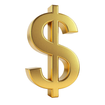 Golden Dollar Sign Symbol on Transparent Background golden png
