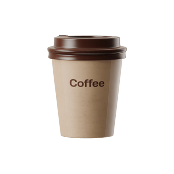 Realistic Coffee Cup Render with Brown Lid and Simple Design png