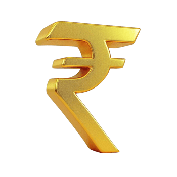 Golden Indian Rupee Symbol Isolated on Transparent Background png