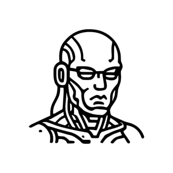 Bold Cyborg Portrait with Glasses illustration design element vector