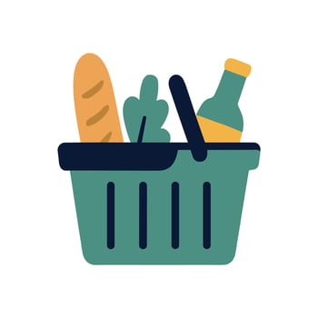 Groceryfilled basket fresh market finds illustration design element vector