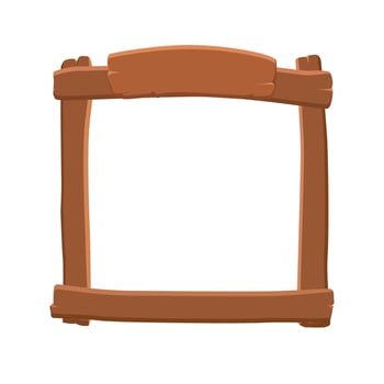 Wooden game frame or border. Plank and panel for 2D game interface design and UI element vector