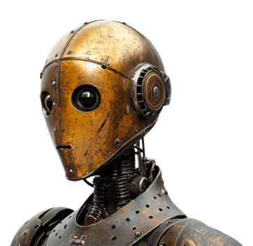Futuristic robot portrait urban digital technology isolated on transparent background png