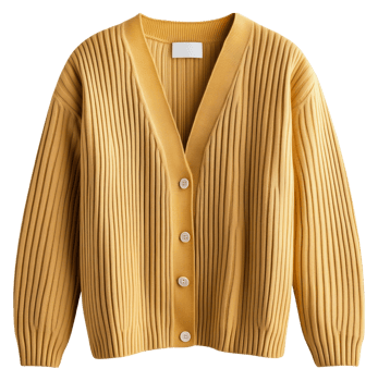 Stylish yellow ribbed cardigan fashion store apparel isolated on transparent background png