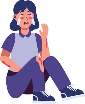 Girl Injury Illustration on White Background. vector